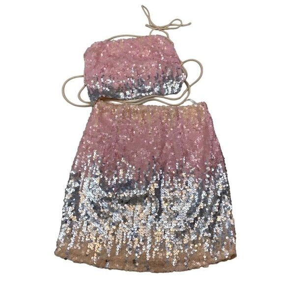 Superdown Aubree Sequin Set in Pink Multi XS NWT - Picture 2 of 9